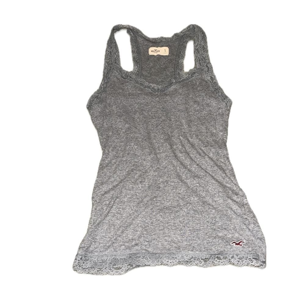 Hollister Gray Lace-Trim Tank Top Size S